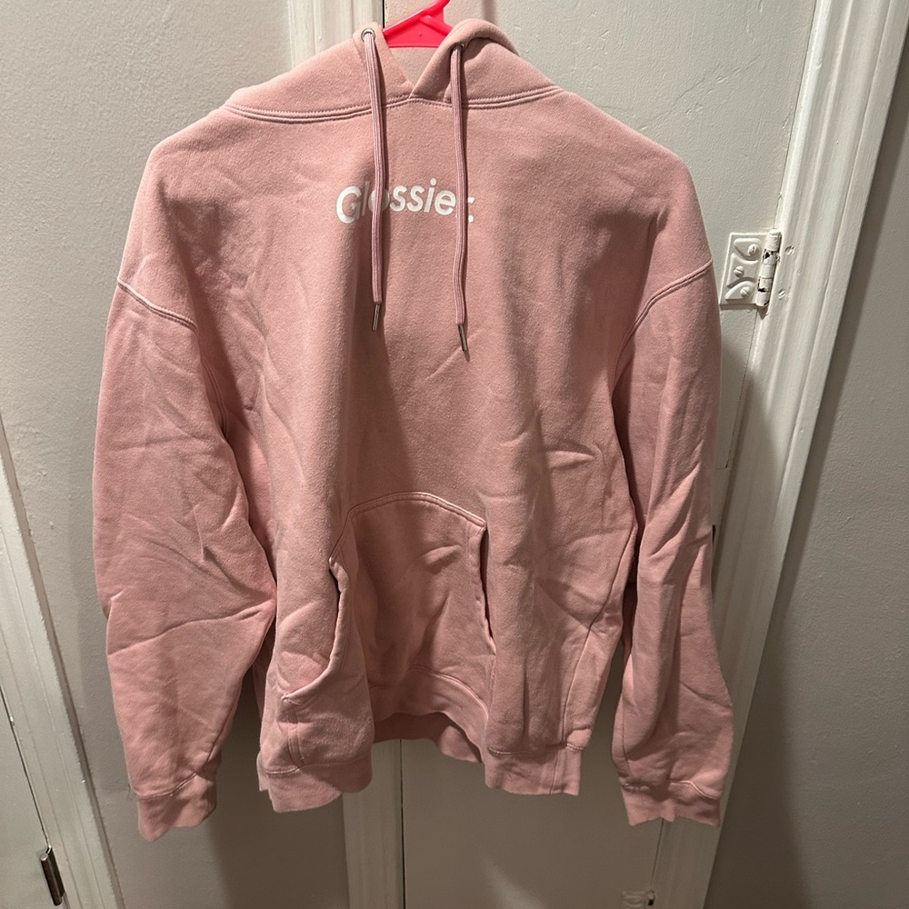 Glossier Soft Pink Hoodie with Logo